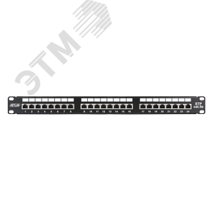 Панель 19'' 1U 24 порта Кат.5e RJ45/8P8C экран черная EC-URP-24-SD2 NETLAN