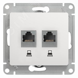 Розетка Glossa двойная компьютерная RJ45 + RJ45 кат.5E механизм белый GSL000185KK Systeme Electric