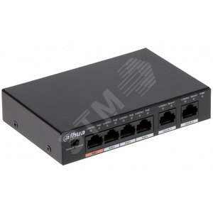 Коммутатор неуправляемый PoE 6 портов, 4хPoE, 10/100 Мб/с, 2хRJ45, 60 Вт DH-PFS3006-4ET-60 Dahua
