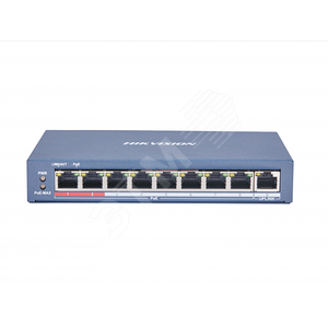 Коммутатор неуправляемый PoE 8 портов 100 Мб/с, 1хRJ45, передача до 250м DS-3E0109P-E(C) Hikvision
