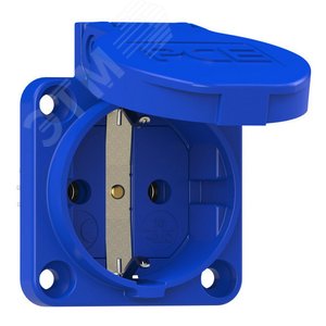 Розетка встраиваемая 16А/250V/2P+E/IP54 50x50 подкл. сзади синяя 105-0b PCE