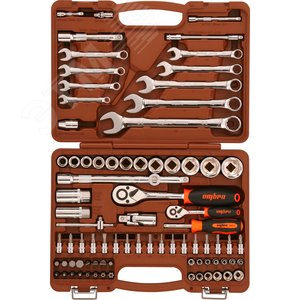 Набор инструмента универсальный 1/4'', 1/2''DR, 82 предмета OMT82S Ombra