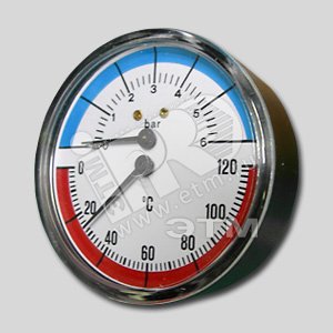 Термоманометр 1/2' х 80 мм 0-10 бар 0-120 град. с автоматическим запорным клапаном 10009465 WATTS Industries