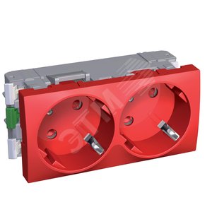 Altira Розетка двойная с заземлением 2Р+Е со шторками красная ALB45254 Schneider Electric