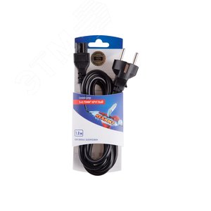 Шнур сетевой Евро 3х0.75кв.мм 1.8М (PVC) (с заземл.) для питания ноутбука, REXANT etm06-3255 REXANT