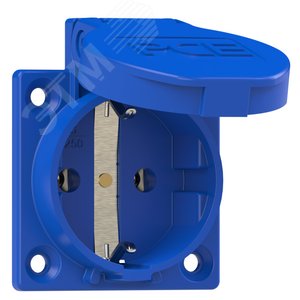 Розетка встраиваемая 16A/250V/2P+E/IP54 50x50 подключение сбоку синяя 1050-0bs PCE