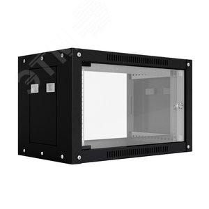 Шкаф настенный телекоммуникационный WS 6U 600х600х370мм, 2 профиля 19, дверь стеклянная, боковые стенки съемные, разобранный, черный RAL 9005 NTSS-WSP6U6060GS-BL NTSS