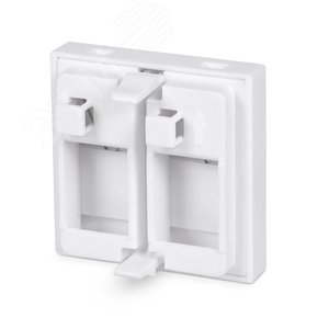Вставка розеточная TERACOM PRO 45x45мм формат Mosaic на 2 модуля Keystone со шторками и маркерами белая TRP-INS-MOS-2M2P-WH EKF