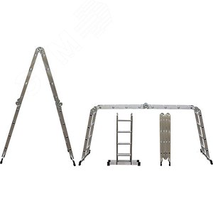 Лестница-трансформер алюминиевая, 4 секции х 3 ступени, вес 12,4 кг 65449 FIT